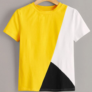 เสื้อยืดแขนสั้นลำลองผ้าฝ้ายระบายอากาศได้ดีสำหรับผู้ชายดีไซน์บล็อกสีแฟชั่นแบบลำลองพร้อมโลโก้ที่กำหนดเองผ้าถักใหม่ - Product Image 2