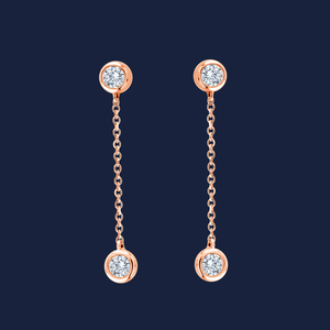 Pendientes colgantes con diamantes cultivados en laboratorio, engastados en bisel, de 0.16 quilates GH-SI, elaborados en oro macizo de 14K, joyería de moda. - Product Image 2