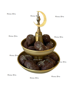 Plateau islamique en fer à 2 niveaux pour servir les dattes et les noix Plateau de ramadan de taille personnalisée pour servir les fruits secs - Product Image 1