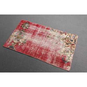 2x3.3 ft Rug, Vintage Turkish Small Rug, <b>Red</b> <b>Wool</b> Rug - Product Image 1
