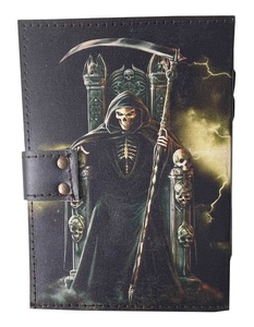Leather Printed <b>Journal</b> <b>Notebook</b> Handmade Day of Dead Reaper Print Design Vintage Cotton Paper <b>Journals</b> for Men and Women - Product Image 4