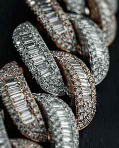 Cadena de eslabones cubanos de moissanita chapada en rodio de 14mm, regalo de boda para hombre, redondo y Baguette cortado, plata esterlina helada - Product Image 4