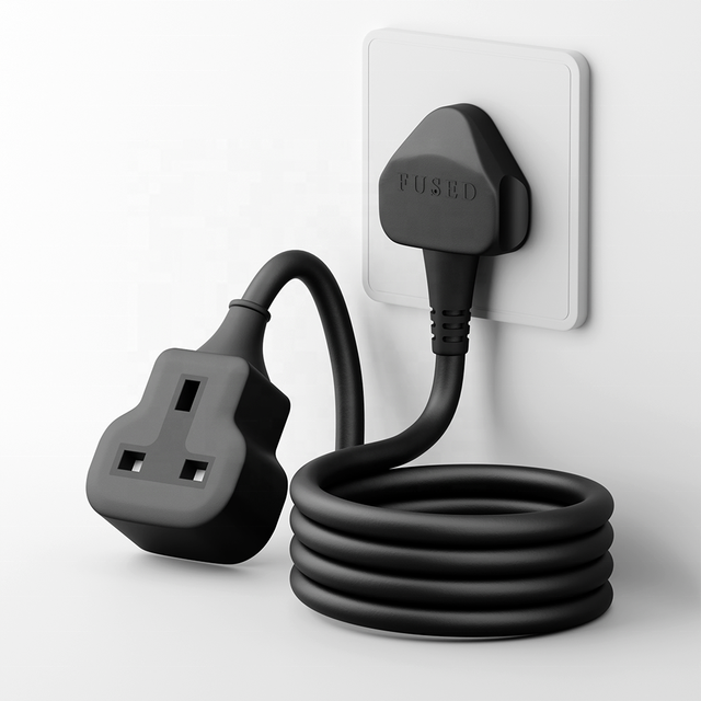 UK Power Extension Cord 13A Fused Plug to Socket Male to Female Lead BS1363 Approved High-Power Copper Wire Cable
