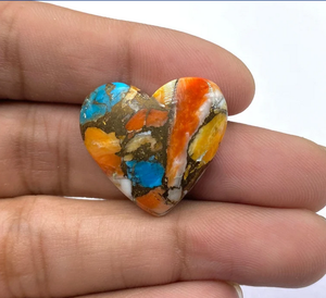 Ostra Espinosa natural cobre turquesa corazón Flatback suave cabujón piedra preciosa para la fabricación de joyas todos los tamaños disponibles al por mayor - Product Image 3