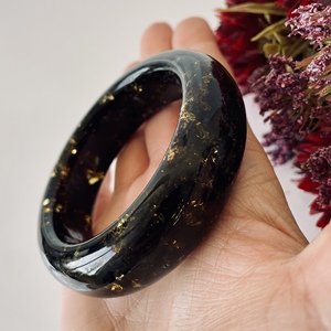 Green Black Natural Amber <b>Bangle</b> Poland, 54mm, Natural Amber Stiff <b>Bangle</b> <b>Bracelet</b>, Small <b>Bangle</b> - Product Image 2