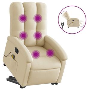 DOORSTEP DELIVERY Cream Fabric <b>Electric</b> Stand Up Massage <b>Recliner</b> <b>Chair</b> New - Product Image 1