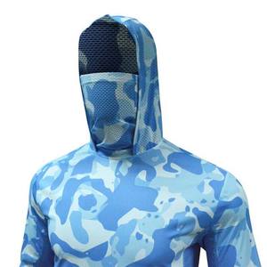 Camisas de pesca de manga larga para hombre rendimiento UPF 50 + al por mayor con capucha y cuello Gaitor poliéster Spandex nuevo diseño OEM personalizado - Product Image 5