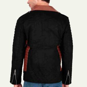 Breathable Front Logo Men's PU Leather Moto <b>Jacket</b> With Brown Collar Zipper Closure <b>Slim</b> <b>Fit</b> Autumn Wear Leather <b>Jacket</b> - Product Image 3