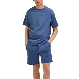 Conjunto de pantalones cortos y camiseta de lavado ácido de gran tamaño 100% algodón sólido de la mejor calidad de talla grande para hombre, ropa de calle de verano, diseño de logotipo personalizado - Product Image 1