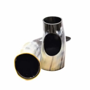 Natural Finish Horn Mug Handcrafted Drinking Tankard for Beer Wine and Decorative Bar Display - Product Image 3