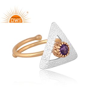 Dernière conception faite à la main 18K plaqué or naturel améthyste pierre précieuse bague empilable bijoux personnalisés pour les femmes cadeau pour elle - Product Image 4
