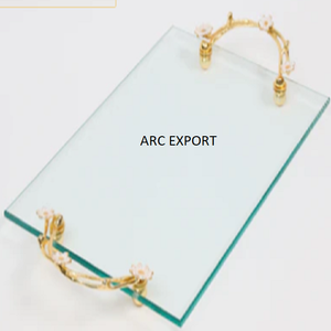 Bandeja de metal con diseño blanco para decoración, bandeja de servicio con diseño de borde dorado, estilo moderno - Product Image 5