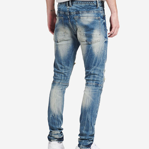 กางเกงยีนส์ขายาวสำหรับผู้ชายกางเกงยีนส์ขากว้างสีฟ้าขาดๆล้างได้สำหรับผู้ชายโลโก้ได้ตามต้องการ - Product Image 2