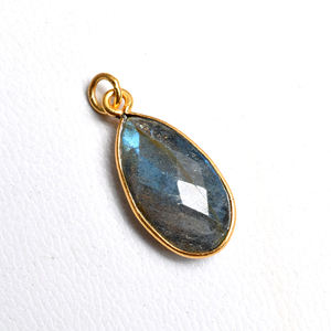 Collier pendentif poire Labradorite or 14 carats Bijoux en pierres précieuses naturelles pour femmes Vente en gros directe d'usine - Product Image 3