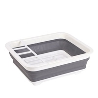 Égouttoir à vaisselle pliable pour la cuisine |   Égouttoir à vaisselle pliable avec plateau à couverts et porte-gobelets pour comptoir