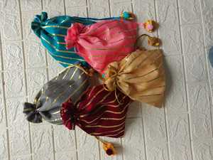 Lahriya Style <b>Potli</b> <b>Bag</b>, Return Favor,Thanksgiving, Indian Wedding Gift, Haldi Mehendi Sangeet Gift, Party Favors, Gift for Her - Product Image 2