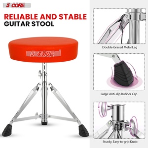 5Core Drum Throne Adjustable Guitar Stool Padded Seat + Drum <b>Practice</b> <b>Pad</b> Snare Drumming Stand - Product Image 2