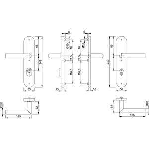 Juego de Protección Contra Incendios Amsterdam FS-E1400F/3332ZA/33310 de Acero Inoxidable F69 D/D, Grosor de Puerta 42-47 mm, Accesorios para Puertas y Ventanas PZ - Product Image 3