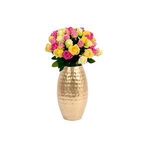 Grand vase à fleurs en métal fait à la main pour décor d'hôtel et de banquet avec brillant - Product Image 5