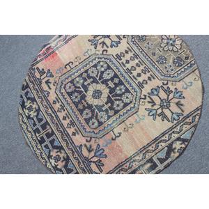 Alfombra Turca, Redonda de 3.5x3.5 pies, Alfombra Azul Ombré - Product Image 5