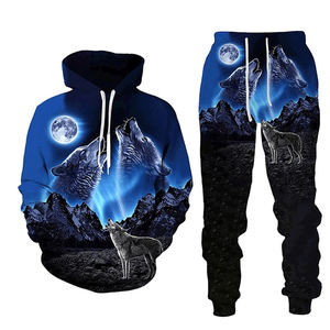 Chándal de punto unisex personalizado, sudadera gruesa con capucha, conjunto de pantalones de chándal pesados y Sudadera con capucha, 100% poliéster - Product Image 1