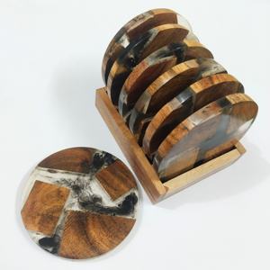 <b>Epoxy</b> Resin Handcrafted Indian Wood and Resin Coasters Set Enhance Your Table Decor with <b>Epoxy</b> Resin Set of 6 Pcs - Product Image 1