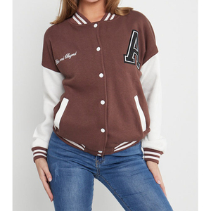 แจ็กเก็ตเลตเตอร์แมนหลากสีสำหรับทุกเพศเสื้อแจ็คเก็ตแขนสีช็อกโกแลต - Product Image 3
