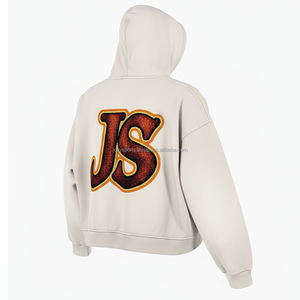 Sudadera con capucha de algodón y poliéster con cremallera de lujo 365 GSM, tela cepillada duradera, logotipo bordado personalizado, sudadera con cremallera básica blanca - Product Image 4