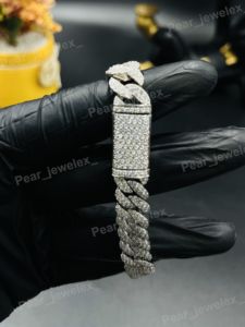 <b>Iced</b> <b>Out</b> Cuban Link 925 Silver Bracelet Moissanite Diamond Hip Hop Luxury Bust Down Wrist Bracelet For Party Wear - Product Image 2