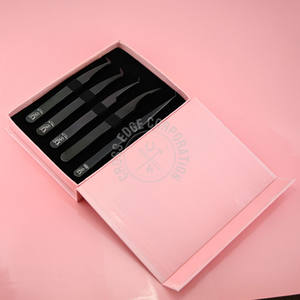 Pinzas al por mayor para extensión de pestañas con punta de fibra, rectas, de aislamiento, de 45 y 90 grados, para volumen, con agarre antideslizante de diamante - Product Image 1