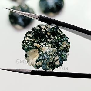 พลอยโมรามอสธรรมชาติแกะสลักรูปดอกไม้อาเกตอัญมณีรูปดอกไม้อาเกต AAA แกะสลักหินหลวมสำหรับทำจี้ขนาด20มม. - Product Image 5