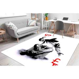 Alfombra Impresa: Alfombra Moderna con Diseño Abstracto de Graffiti de Banksy, con Pelo Suave - Product Image 1