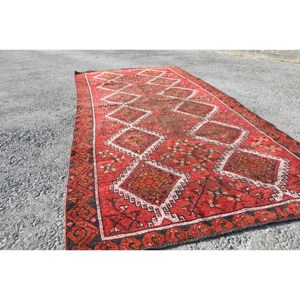 Tapis Kilim en laine blanche rouge classique 4.3x10.9 pieds tapis rectangulaires turcs grande surface motif abstrait 10mm Latex pour une utilisation dans le couloir - Product Image 4