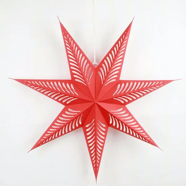 Decorações de papel decorativo com estrelas ocas, lâmpadas de papel grandes, estrelas de papel