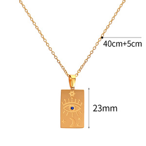 Impermeable joyería personalizada 18K oro Tarot tarjeta collar único <span class=keywords><strong>acuario</strong></span> corazón Leo <span class=keywords><strong>sol</strong></span> ojo patrón Zodiaco Tarot Collar para mujer - Product Image 4