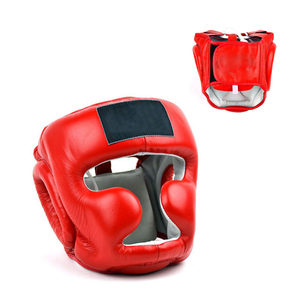 Casque de boxe en cuir véritable aux couleurs personnalisées, protection de la tête pour le MMA, avec des caractéristiques de sécurité améliorées - Product Image 1