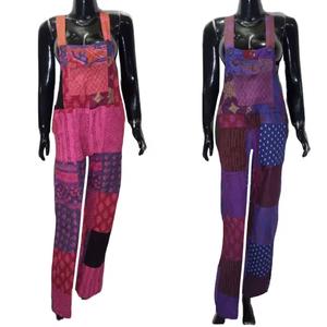 Nuevo mono bohemio de algodón a la moda para mujer, mono holgado de retales con patrón sólido, traje de verano informal transpirable - Product Image 1