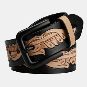 Handmade Cowboy Belt for <b>Men</b> Western Style Embossed Genuine Leather with Removable Tooled for Buckle - Product Image 5