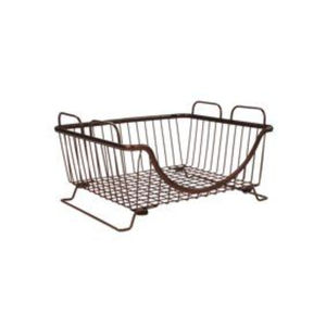 Cesta de Almacenamiento de Alambre de Hierro Metálico Vintage con Asa, Acabado Galvanizado Ecológico, Organización Decorativa para Cocina - Product Image 3