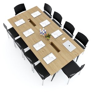 HBCO030 Conference <b>Table</b> Minimalist Design 240x120cm Plywood with Iron Adjustable Legs for <b>Office</b> Furniture Conference Room Use - Product Image 2