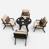 Ensemble de canapés d'extérieur confortables en aluminium de design nordique avec table basse ronde pour villa, jardin et patio