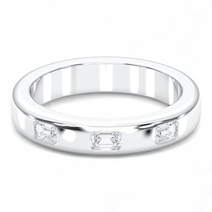 Anillo de boda de 3 piedras de diamante de corte esmeralda cultivado en laboratorio de 0,24 quilates de 2/VS hecho en plata de ley para mujer - Product Image 5