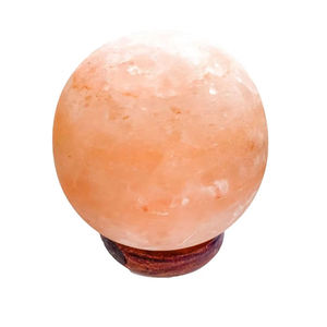 Lámpara de sal de cristal rosa claro del Himalaya, forma de bola de zafiro tallada, artesanías naturales para decoración de Feng Shui, tema de mascota Sian - Product Image 4