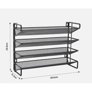 Estante de especias de alambre de malla de hierro negro de 3 niveles con soporte de cestas de almacenamiento plegable para organización de utensilios de cocina de gabinete - Product Image 2