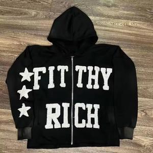 Venta al por mayor de sudaderas con parche de trabajo con logotipo personalizado bordado lavado con ácido ropa de calle sudaderas de gran tamaño para hombres y mujeres - Product Image 4