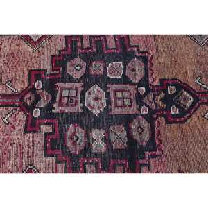 Tapis turc vintage, tapis Herki 2,6x10,9 pieds, tapis en laine à bordures rouges et bleues - Product Image 5