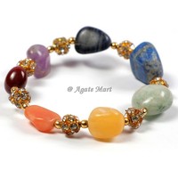 Fait à la main sept Chakra dégringolé améthyste Bracelet en perles pierre semi-précieuse artisanat gravé amour Style en gros