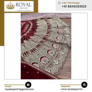 Présentation de New Maroon Bridal Wear Velvet Lehenga Choli avec broderie du vendeur indien le plus coté - Product Image 5
