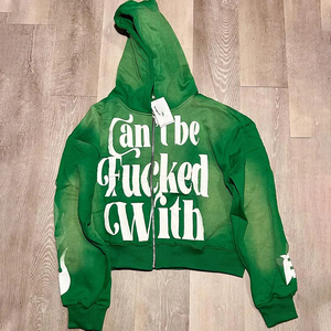 Unisex Streetwear for Puff Print Hoodie <b>Men</b> & Women's Zipper-<b>Up</b> Sweatshirt with Plain Dyed Screen Printing Lover's <b>Tops</b> Clothes - Product Image 6