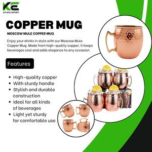 Elégant classique 501-600ml Moscow Mule Mule en cuivre Design martelé fonctionnel en métal lavable au lave-vaisselle Cadeau pour servir des boissons - Product Image 2